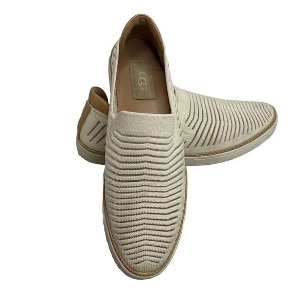UGG Sammy Breeze Women's Size 9 Ivory Beige Rib Knit Sheer Slide On‎ Sneaker - Picture 1 of 11